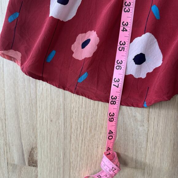 Amour Vert Elsie Silk Floral A-Line Dress Womens S Red Romantic Cocktail - Picture 9 of 10